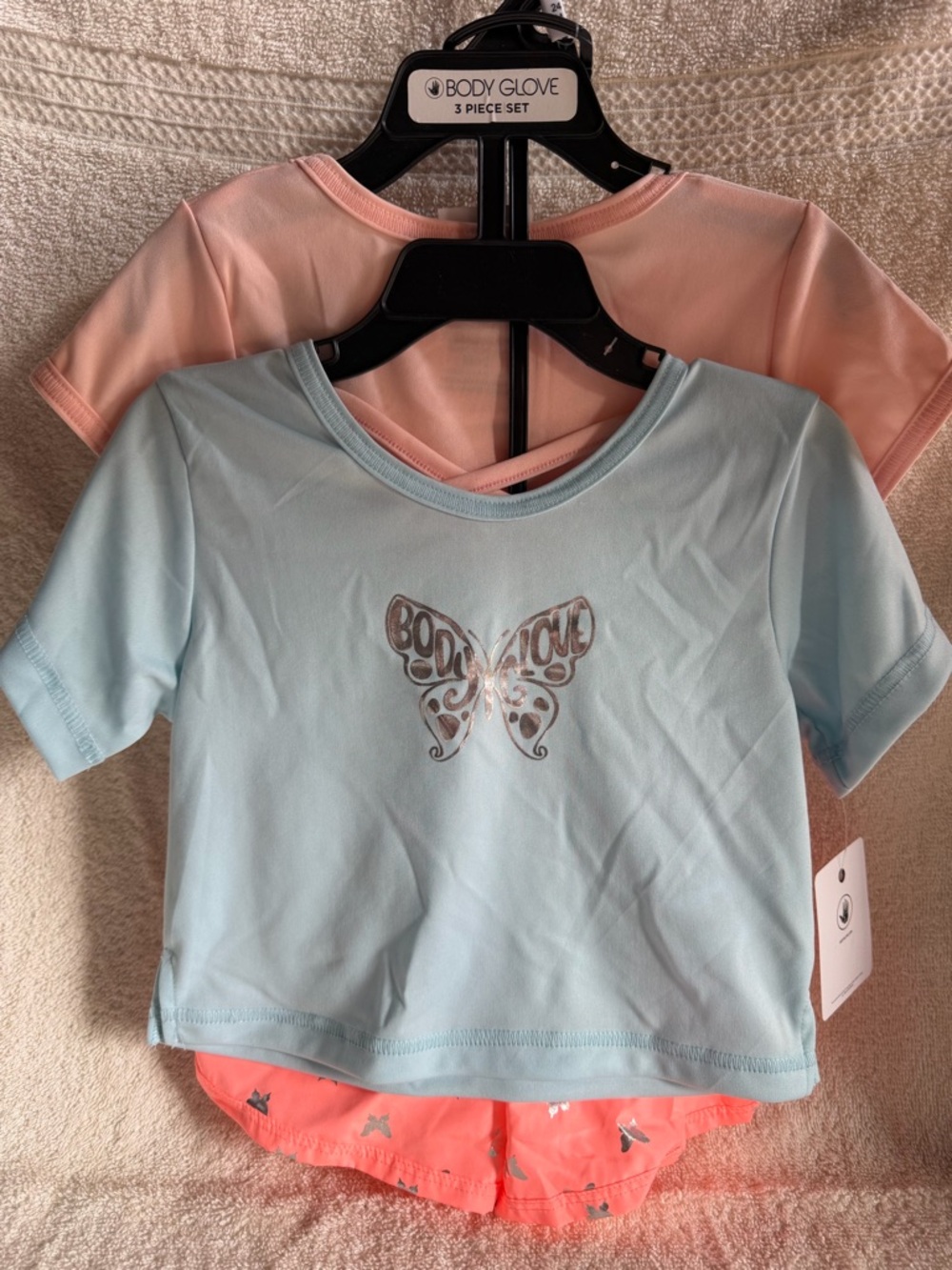 Body Glove Girls' Short Sleeve Tee Set - Light Blue & Peach